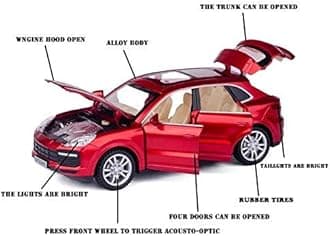 VARIYA ENTERPRISE 1: 32 Scale Wheels Diecast Porsche Cayenne Metal Model Pull Back Alloy Toys With Light And Sound Collection (Colour May Very), Black