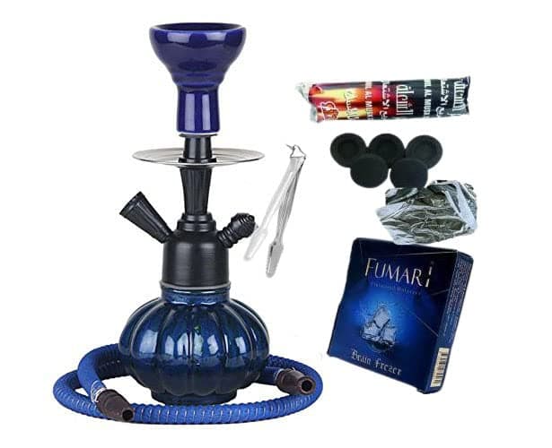 Wish Divine Hookah Pot Sky Blue with Silver Stem |Height 16 Inches|