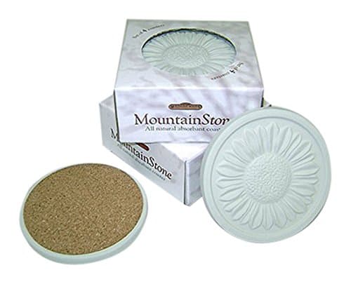 MountainStone 8 Piece, Sunflower Absorbent Stone Coasters, Green