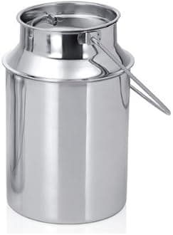Crispy Stainless Steel Milk Can Pot Storage With Lid Ghee Can Milk Pot Oil Container Milk Barni Milk Dolu (1 Liter) - Silver