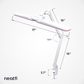 Neatfi Elite HD XL LED Desk Lamp, 3 Light Modes, 90PCS SMD LED, Non-Polar Dimming, Bright Eye-Caring Lighting for Home Office, Drafting, Beauty Shop, Workbench (CCT with Clamp, Pink Ring, 17 Inches)