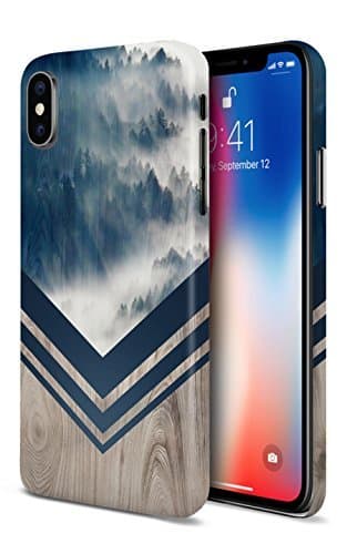 iPhone Xs Phone Case - iPhone X Phone Case - Case Escape - Nature Inspired - Wood Design - Impact Resistant - Matte Shell - Phone Case (Mountain Fog)