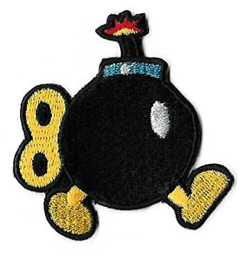 Bob-omb Chuckya Patch (2 Inch) Small Bomb Super Mario Brothers Embroidered Iron-on Badge Morale Applique Costume Cosplay