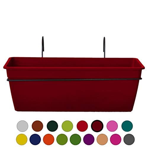 ALMI Gefen Railing Planter 22 Inches, Deck Rail Balcony Mount Flower Planter Box, Adjustable Over The Railing Planters, Indoor, Outdoor Planting Boxes, No Extra Tools Needed (Bordeaux)