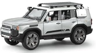 Brand Conquer 1:22 Scale Big Size Land Rover Defender Model Car Exclusive Alloy Metal car Pull Back Die-cast Metal Toy car with Openable Doors & Light Music Toys (Big Size 1.22 Silver)