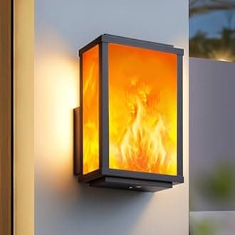 Outdoor Flame Light Fixture Wall Mount, Porch Lights with 2 Lighting Mode, Exterior Lighting fixtures, Modern Outside Waterproof Wall Lights for House, Patio,Front, Garage, Doorway, Entryway(Black)