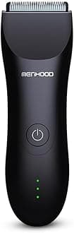 MENHOOD Men's Waterproof Cordless Grooming Trimmer For Men, Suitable For Beard, Body Private Part Shaving, Head And Pubic Hair, 90Min (Black)