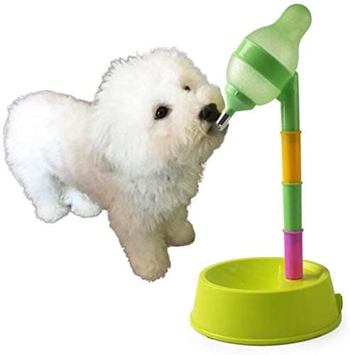 NACOCO Pet Standing Water Dispenser Adjustable Cat Dog Drinking Water Dispenser Bowl with Detachable Pole Automatically Feeding Water(Green)