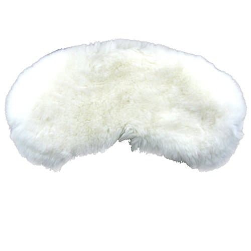 MinkgLove Rex Rabbit Eye Mask, Velvety Soft Plush Feeling, Luxurious Rich Silk Lining, Comfort Fit, Pearl White, Unisex, Hand Tailored, Premium Fur