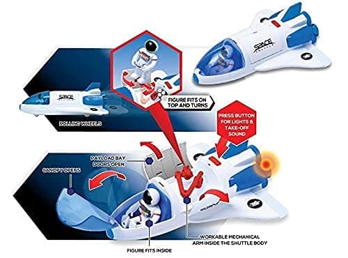 ASTRO VENTURE Deluxe Space Playset Toy - Space Shuttle, Space Station & Capsule, Space Rover & Rocket w/Lights and Sound - Space Toys for Boys and Girls