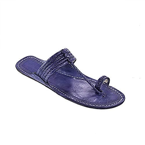 KOLHAPURI CHAPPAL Original Striking Dark Blue Five Braids Kolhapuri Men Chappal Slipper Sandal