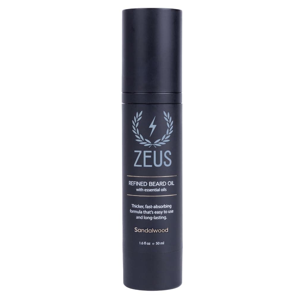 ZEUS Refined Beard Oil for Men, Leave-In Conditioner for Beard & Mustache, Softens Hair, Fights Dryness & Itch (Made in USA) Sandalwood