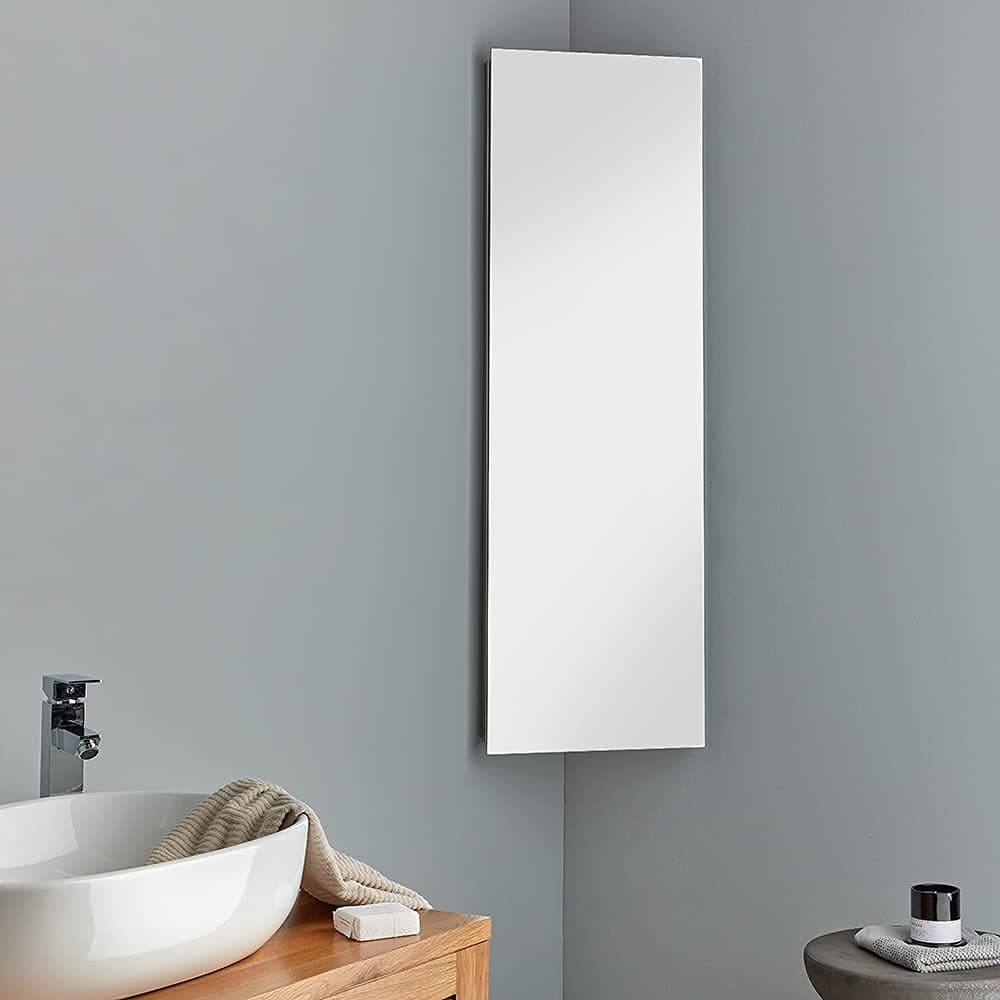 Extra Tall Corner Mirror Bathroom Cabinet 120cm Tall x 38cm Wide - Great Storage Solution - Reims Cabinet from Clickbasin