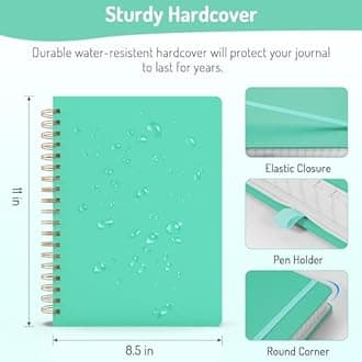 Forvencer Lined Spiral Journal Notebook with 300 Numbered Pages, A4 Thick Journals for Writing with 100GSM Paper, Hardcover Notebooks with Contents for Work, School, Women, Men, Green