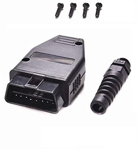 ODB II Wiring Connector(2X), ODB 2 Male Plug with Stress Relief Cord Grip, 16 pins with 8 Signals, EZSync909