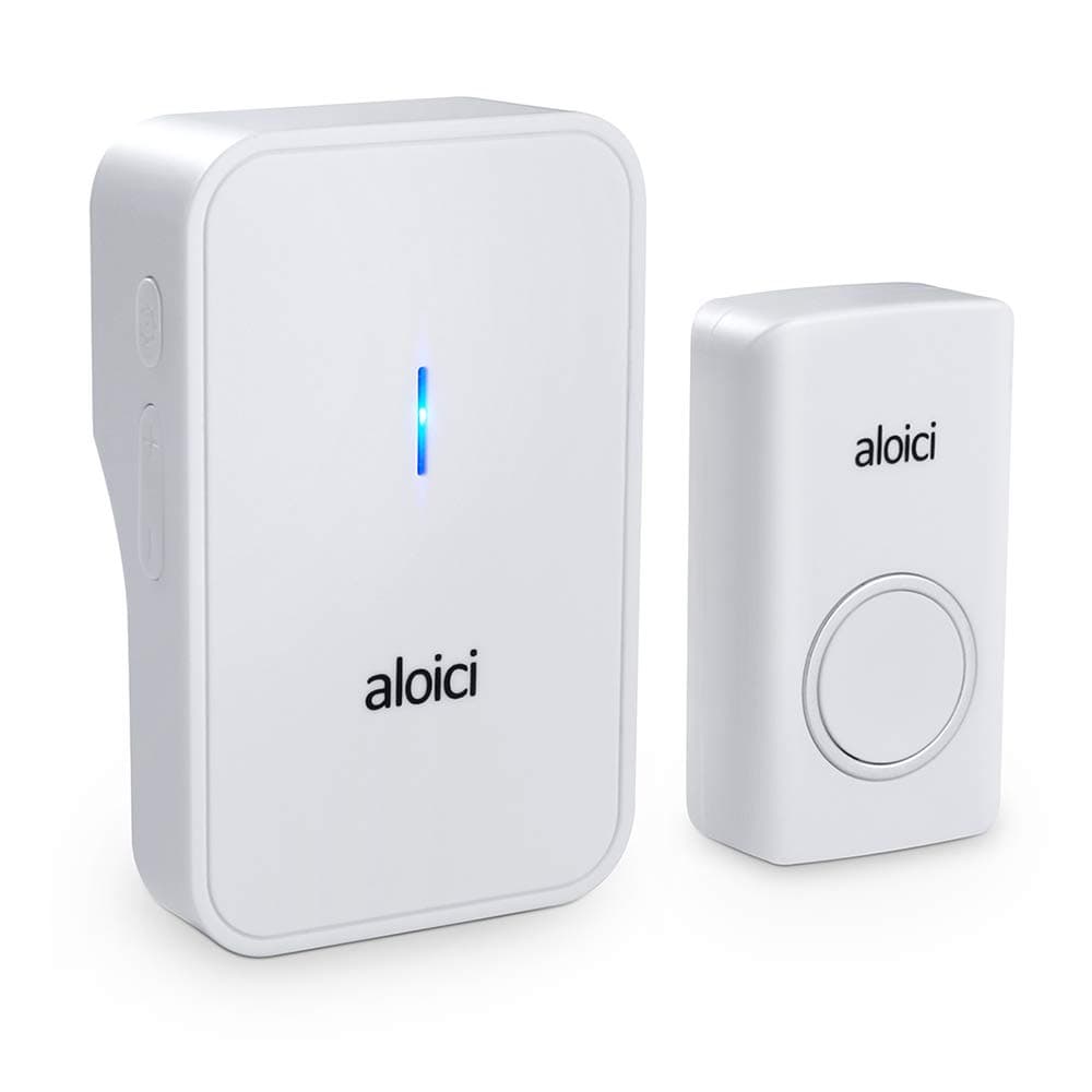 Wireless Doorbell, 1 [Self-Powered] Push Button and 1 Plug-in Receiver, Waterproof Chime Kit with 58 Chimes & 4 Level Volume LED Flash White, No Battery Required