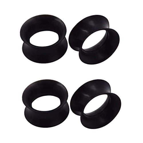 1/2/9 Pairs Black Thin Silicone Flexible Ear Skin Hollow Tunnels Plugs Piercing 8g-1 inch