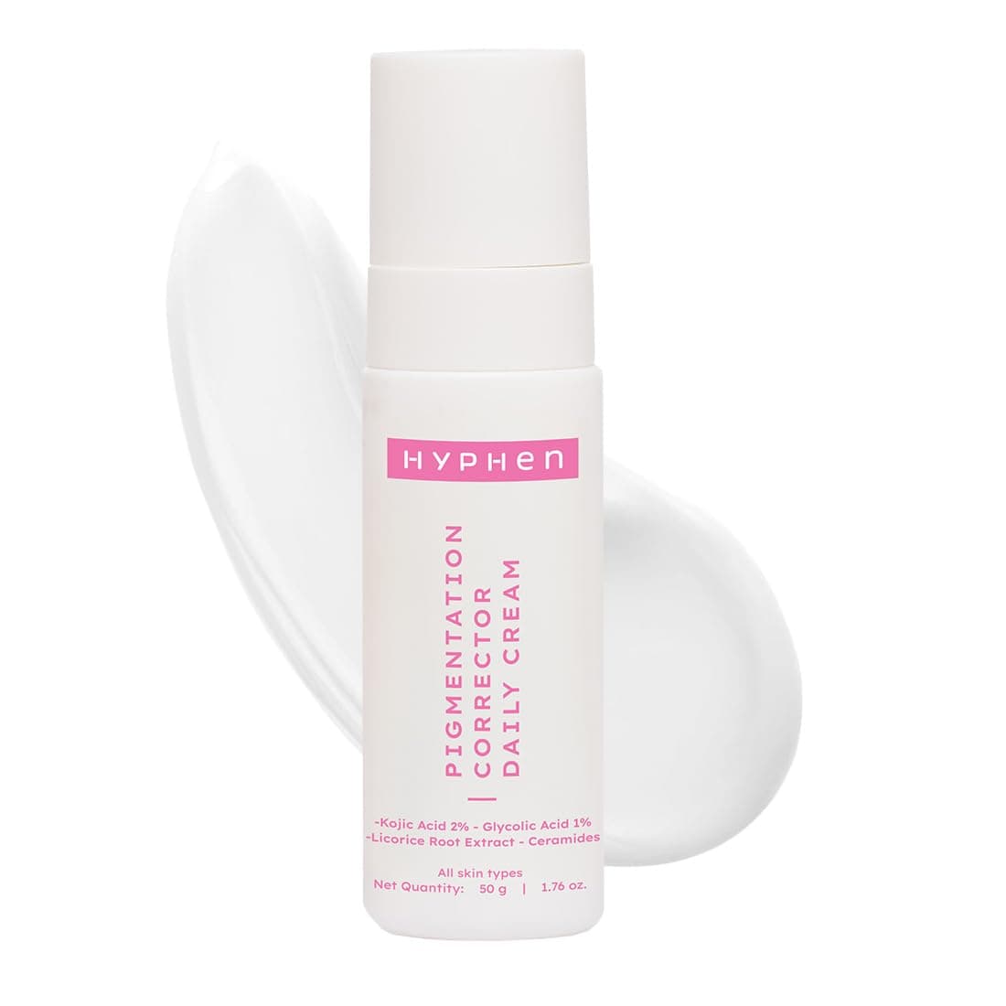 Hyphen Pigmentation Corrector Daily Cream With 2% Kojic Acid | Moisturizes & Treats Pigmentation | Reduces Dark Spots & Blemishes | Brightens Skin | Lightweight & Fragrance Free | For Women & Men -50g