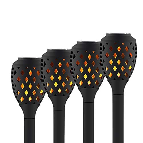 PEATOP Solar Lights Outdoor 4 Pack Dancing Flickering Flames Waterproof Christmas Lights Decor Solar Pathway Torch Lights Outdoor Landscape Decoration Lighting Solar Spotlights Security Garden