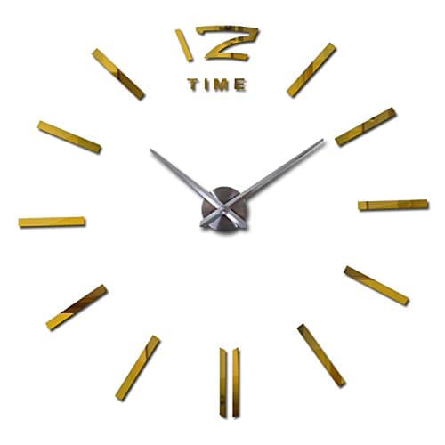Modern Golden Mute DIY Large 3D Frameless Wall Clock Style Watches Room Home Decorations