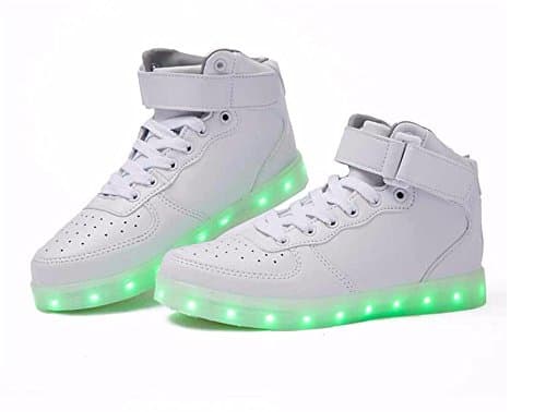 Socone Light Up High Top USB Charging LED Women & Men Shoes Flashing Sneakers … (12 B(M) US Women / 11 B(M) US Men, white)