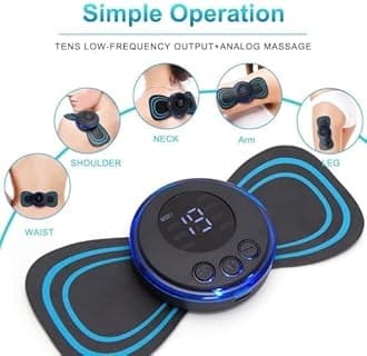 VIFORA Body Massager Machine for Pain Relief - Wireless 8 Mode & 19 Strength Level EMS Mini Butterfly Massager for Shoulder, Legs, Neck and Back, Black