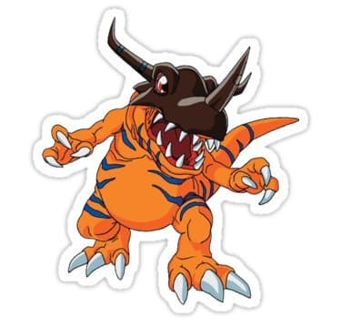 Digimon Greymon (Size W8.2 x H9 Centimeter) Sticker for Your Laptop Skateboard Luggage Car Travel case Snowboard Motorcycle Bicycle