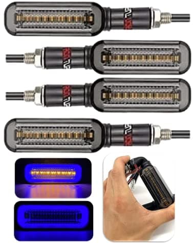 ELTRON TURBO LED Indicators Universal For All Bikes Models Motorcycle Turn Signal Lights. Yellow & Blue, Pack of 4
