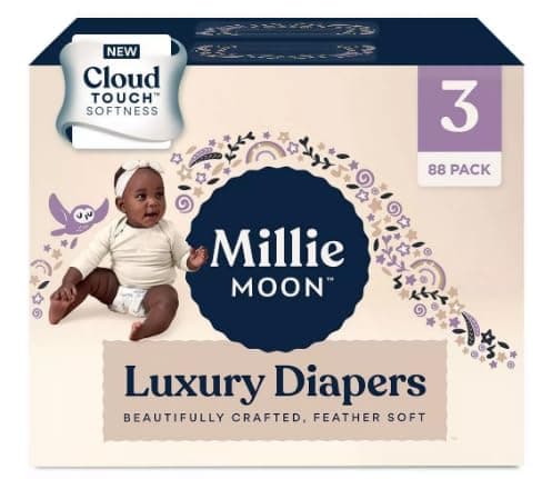 Millie Moon Luxury Diapers - (Select Size and Count), White