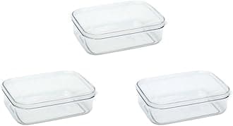 Airtight Food Storage Container Set of 3, Micro Clear BPA Free Shatterproof Canister with Lid, Dishwasher Microwave Safe, Fridge Pantry Refrigerator Organizer, Made in Japan (1.0 qt, 32oz)