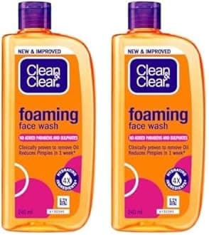 Clean & Clear Foaming Facewash for Oily Skin, Brown, 240ml (Pack of 2)