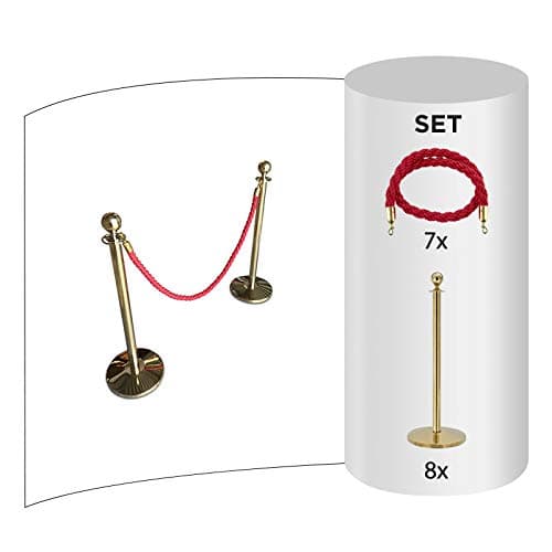 Rope & Post Barrier Kit (8x Brass Barriers + 7x Red Ropes)