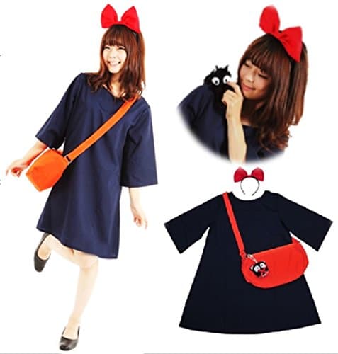 Japanese Anime Kiki Witch Costume 4 Items Set