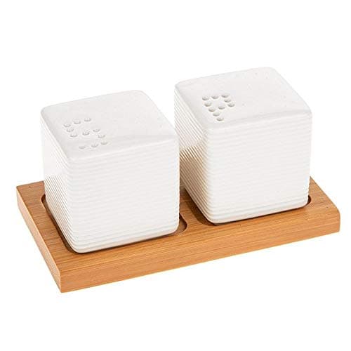 Shudehill White Bamboo Salt and Pepper Cruet Set - Cube