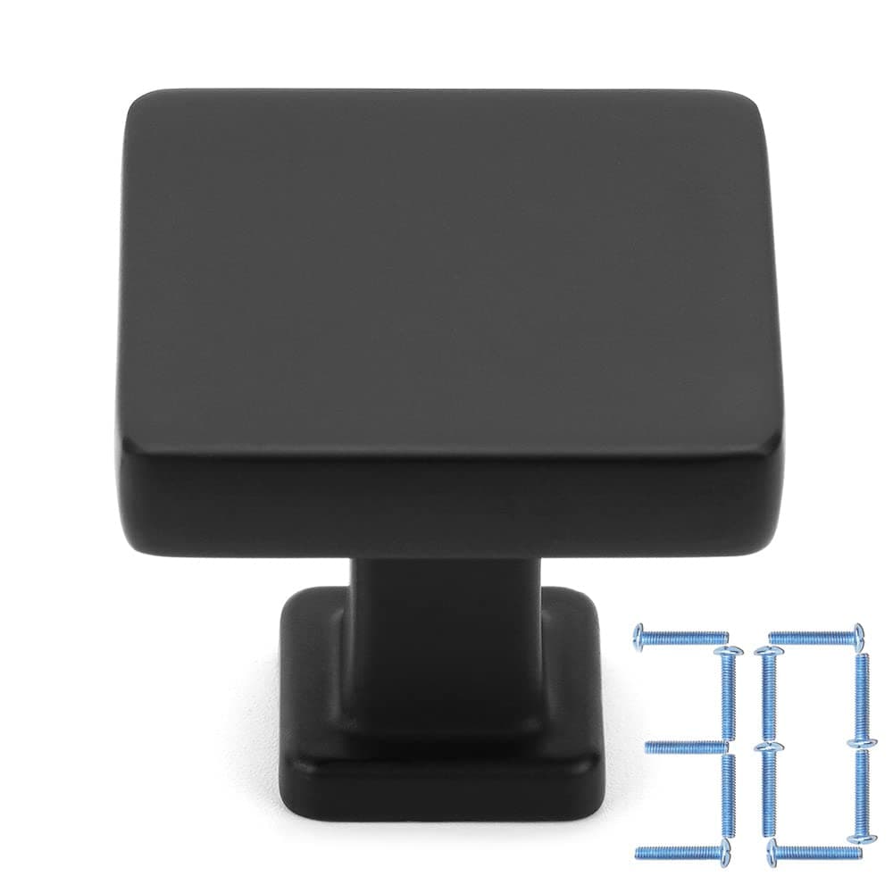 KOOFIZO 30 Pack Black Cabinet Knobs Matte Black Drawer Knobs K08 Square Single Hole Cabinet Pulls for Cabinets Drawer Dresser Cupboard Bedroom Closet Bathroom Vanity