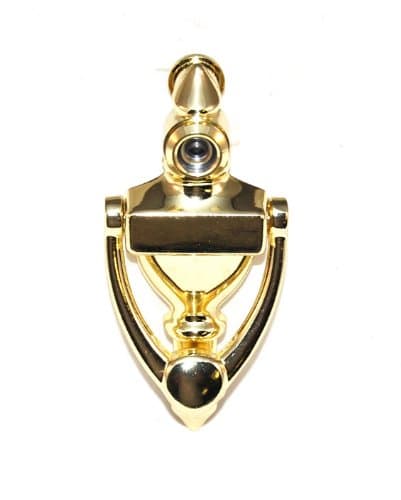4" Polished Brass Door Knocker with 160 Degree Viewer
