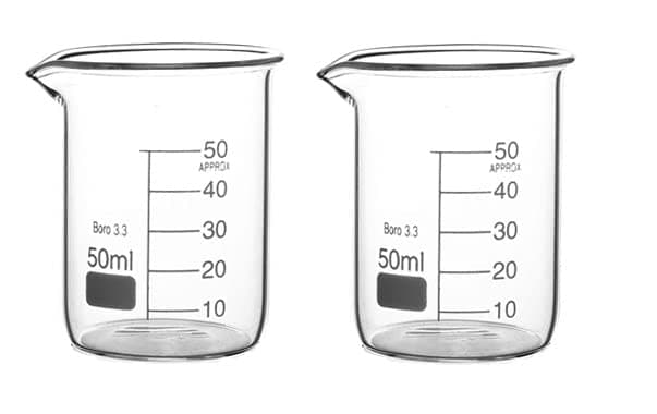 Boro 3.3 Glass Graduated Measuring Beaker for Lab or Kitchen (2x50ml)