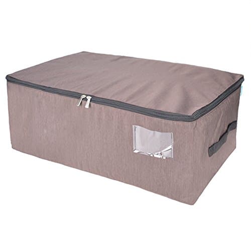 Nuggi Blanket Underbed Storage Bag Zippered Clothes Storage Bag Waterproof Dustproof Moistureproof (Coffee, L)