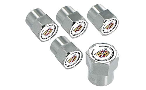 Cadillac License Frame Inc. Logo Chrome Valve Cap Covers