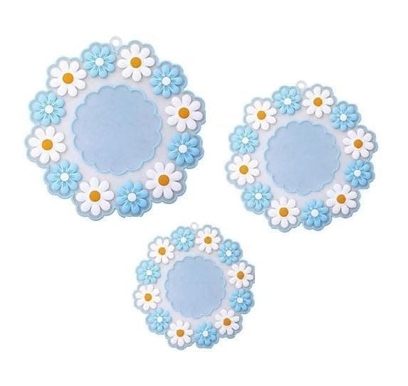 Flower Design Silicone Coasters for Dining Table and Countertop, for Hot Pots, Non-Slip, Heat Resistant Trivet Mats, Dining Table Pads for Pots, Bowls, Dishes & Drinks, Multi-Use (Set of 3)