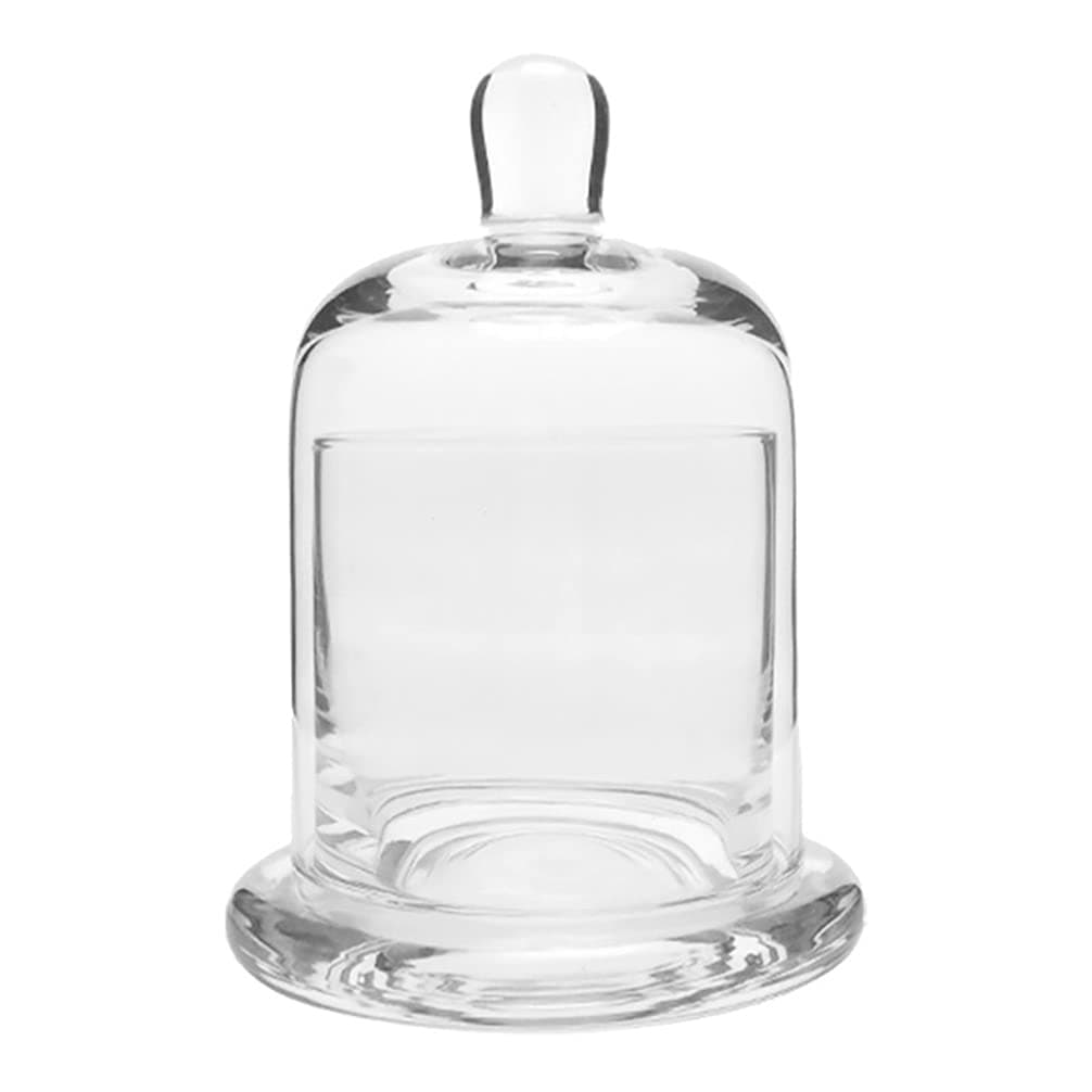 Healifty 2 Sets Glass Dome with Base Mini Cake Stand Glass Display Dome Cloche Clear Glass Bell Jar Cover for Candle Dessert Cheese Candy Plants Succulents 12. 8cm