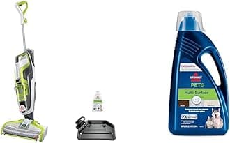 Bissell CrossWave Floor and Area Rug Cleaner, Wet-Dry Vacuum, 3888A, Corded electric, Green + BISSELL Multi-Surface Pet Formula with Febreze Freshness for Crosswave (80 oz), 2295L