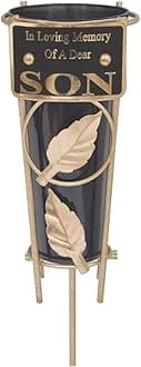 Grave Vases with Spike Grave Ornaments - Memorial Plaques/Black Vases Flower Holders with Personalised Quotes; Metal Spikes Grave Decorations in Loving Memory of your Loved Ones (Son)