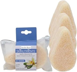 Spongeables Anti Cellulite Body Wash in a 20+ Wash Sponge, Vanilla Bean, 3 Count