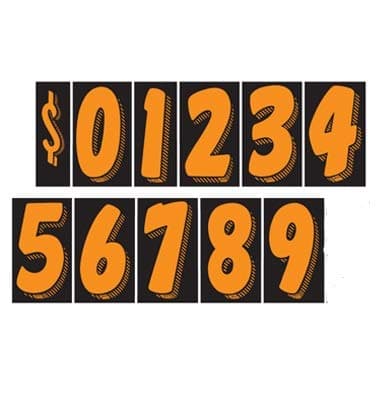 7 1/2 Vinyl Number Decals, Windshield Pricing Stickers, Fire Red & Black Car Lot Pricing Numbers, 11 Dozen