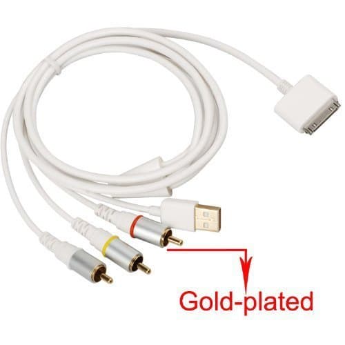 USB charger Composite AV to TV RCA Video Cable for Apple iPhone 3G/3GS/4/4S, iPad/ iPad2/ New iPad 3, iPod Video, iPod Nano, iPod Touch 4