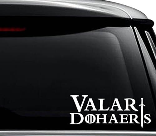 Valar Dohaeris Game of Thrones Decal Sticker For Use On Laptop, Helmet, Car, Truck, Motorcycle, Windows, Bumper, Wall, and Decor Size- [10 inch] / [25 cm] Wide / Color- Gloss White