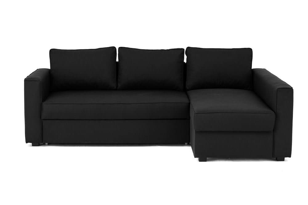 Abakus Direct Boston Corner Sofa Bed with Storage in Black - Right Hand