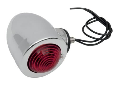 Chrome Bullet Dual Brake/Stop and Tail Light for Motorcycles/Trikes - Short Stem, Red