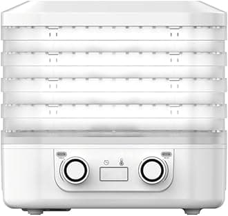 DEONG Digital Food Dehydrator for Fruit and Meat, Beef Jerky, Vegetables and More, 5 Trays, Home Dwhydrator Fruıtdryer Machine with 48 Hour Timer + Auto Shutoff (White)